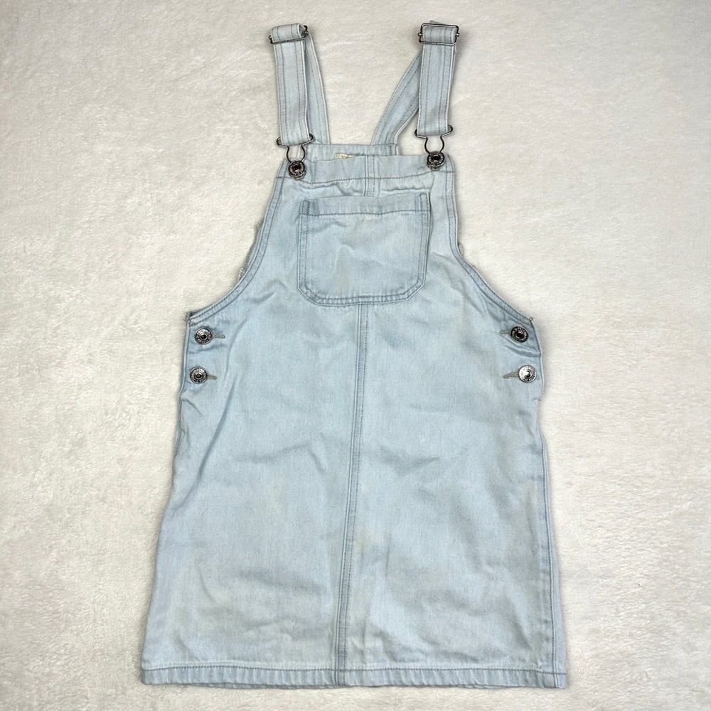 Forever 21 Girls Light Wash Denim Overall Dress Pinafore Blue Size 9/10 130/72